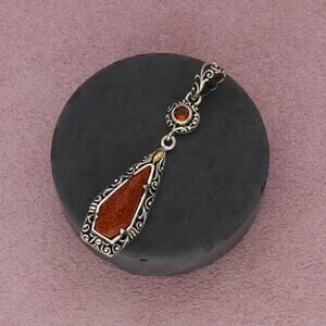 sterling silver & 18k gold citrine & goldstone drop pendant